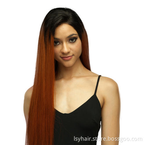 Sexy Lady Ombre 1B/ 350 Golden Blonde Orange Color Brazilian Straight Virgin Human Hair 3 Bundles With Middle Part Lace Closure